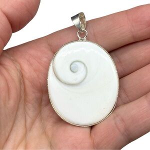 Shiva Shell Necklace Pendant 925 Sterling Silver Overlay